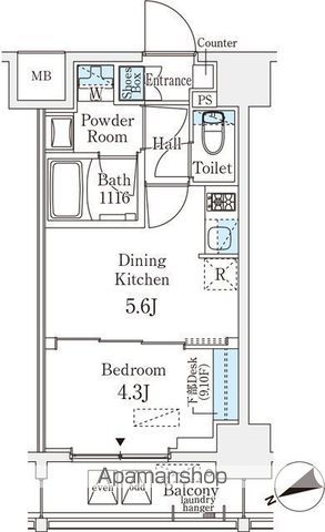 【中央区八丁堀のマンションの間取り】