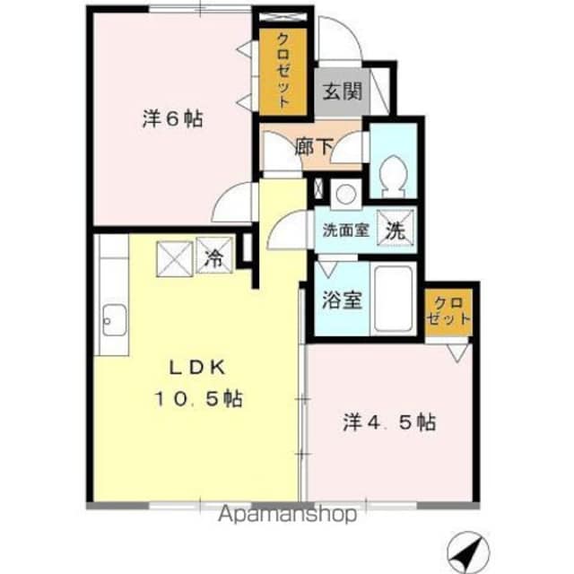 グリューンブルク[2LDK/46.57m2]の間取図