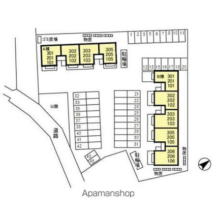 リバーフォート阿賀　Ｂ[2LDK/58.81m2]の配置図