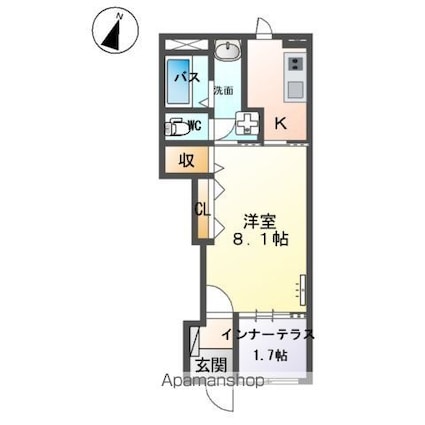 仮）つくば市高見原アパート[1K/33.86m2]の間取図