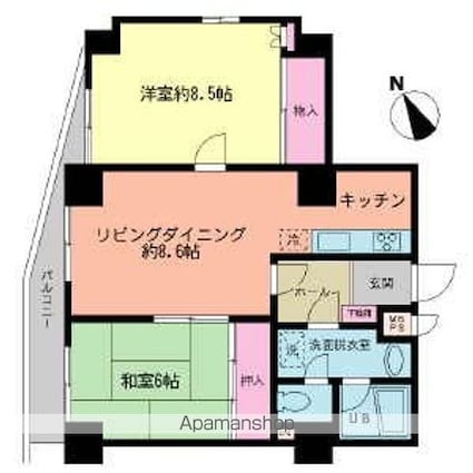 日神パレステージ東長崎[2LDK/60.21m2]の間取図