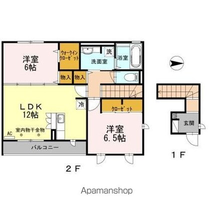グラシア[2LDK/64.56m2]の間取図