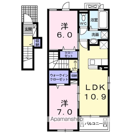 アルモニー八代Ⅱ[2LDK/59.14m2]の間取図