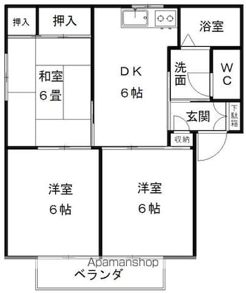ラフィーネＮａｋａｚａｗａ　Ａ棟[3DK/56.09m2]の間取図