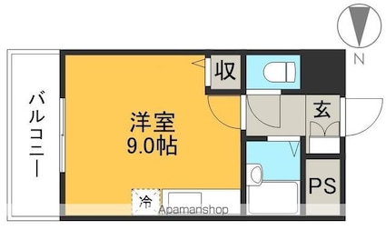 アスターハウス新本町[1R/23.17m2]の間取図
