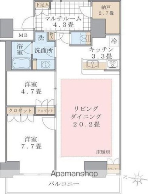 Ｂｒｉｌｌｉａ　ｉｓｔ　東雲キャナルコート[2LDK/80.63m2]の間取図