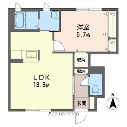 シャーメゾンサンモール　Ａ棟[1LDK/47.61m2]の間取図