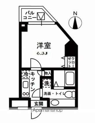 レジディア中野[1K/20.43m2]の間取図