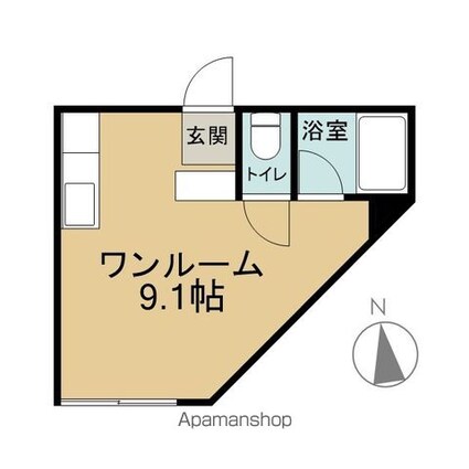 ノーウェアルーム２[1R/19.77m2]の間取図