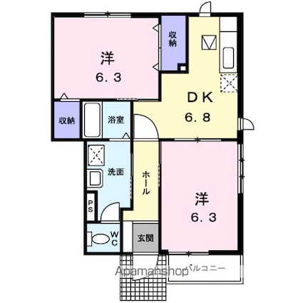 ガーデンハウスＢ[2DK/47.93m2]の間取図