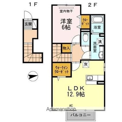 香川県高松市勅使町[1LDK/54.46m2]の間取図