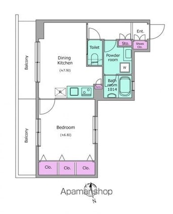 レジディア調布[1DK/36.92m2]の間取図