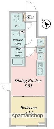 ＬｉｖｅＦｌａｔ門前仲町[1DK/25.26m2]の間取図