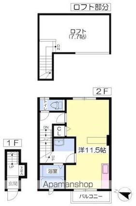 Ｃａｓｔｌｅ　Ｃｏｍｂｅ　Ｔｓｕｋｉｙａｍａ[1R/30.32m2]の間取図
