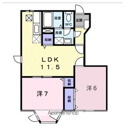 プラダハイツＢ[2LDK/53.51m2]の間取図