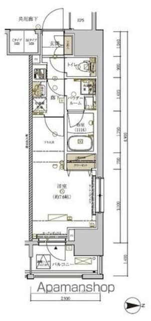 ＭＡＩＮＧＲＡＮＤＩＡ　ＡＳＡＫＵＳＡ[1K/25.74m2]の間取図