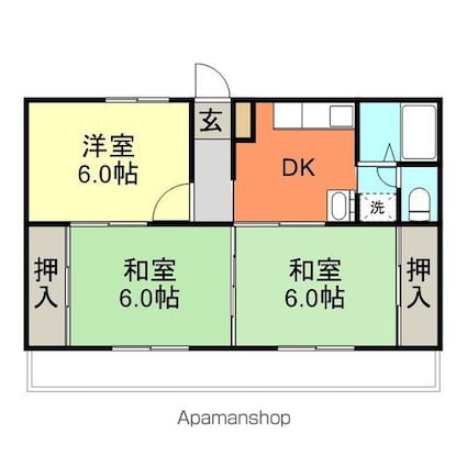 アメニティハイツ[3DK/48.6m2]の間取図