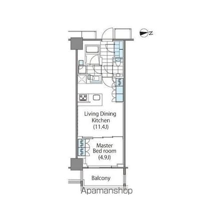 コンフォリア新宿イーストサイドタワー[1LDK/42.84m2]の間取図