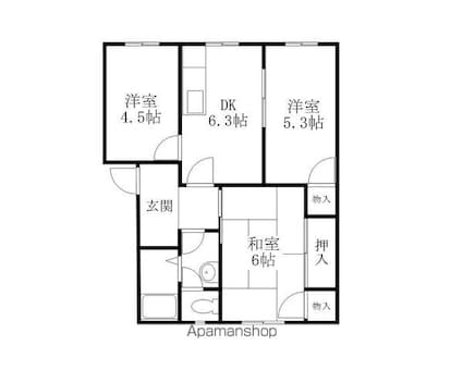 オークハイツ[3DK/50.81m2]の間取図