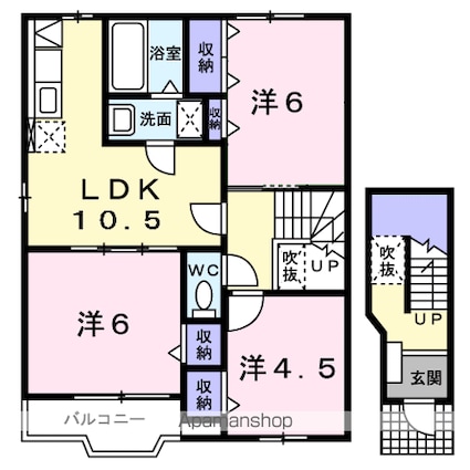サンパティーク　Ａ棟[3LDK/65.57m2]の間取図