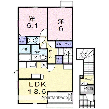 トゥー・ル・モンド[2LDK/61.76m2]の間取図