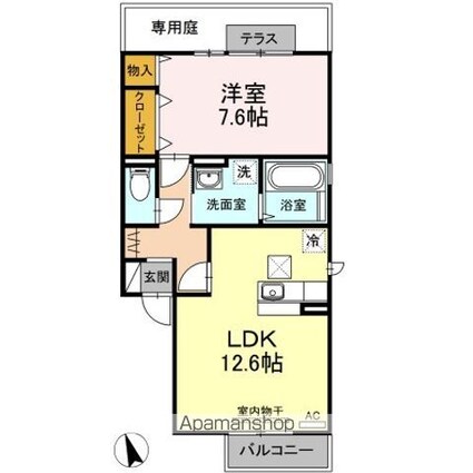 Ｍｓ’弐番館[1LDK/49.7m2]の間取図