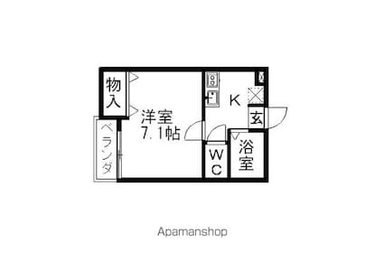 キャドック[1K/22.34m2]の間取図