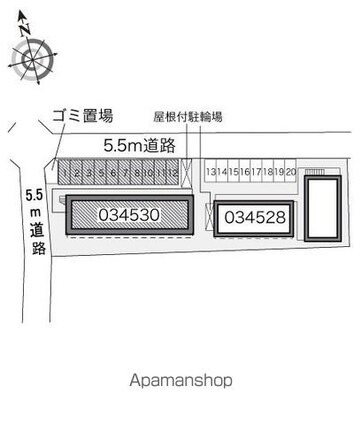 レオパレス赤坂西棟[1K/19.87m2]の配置図