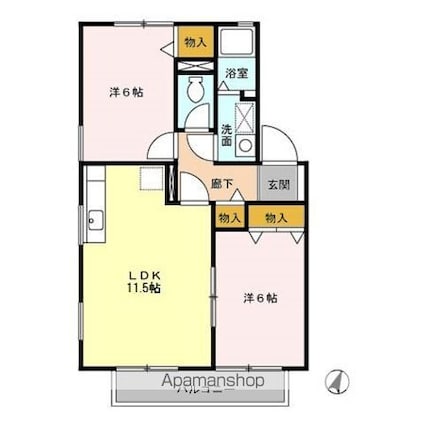 クレール[2LDK/53.49m2]の間取図