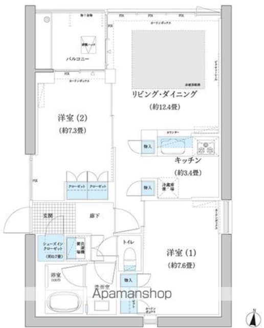 ガーデニエール砧　ＷＥＳＴ[2LDK/67.02m2]の間取図