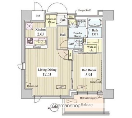 ＷＡＳＥＤＡ　ＡＰＡＲＴＭＥＮＴ[1LDK/49.11m2]の間取図