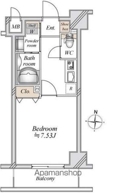 リテラス本所吾妻橋[1K/25.22m2]の間取図
