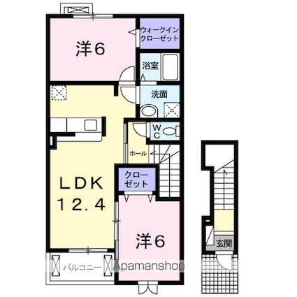 ロタード　Ｂ[2LDK/58.52m2]の間取図