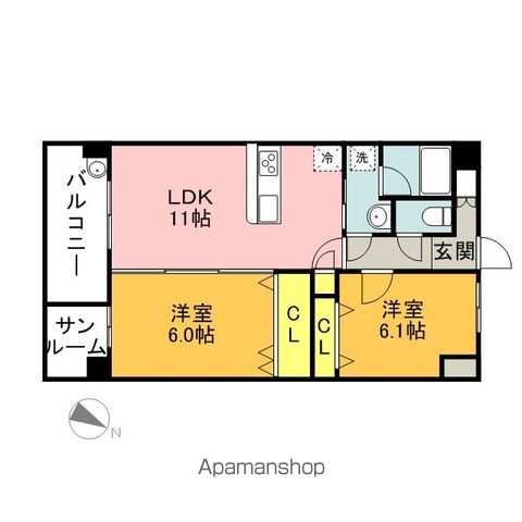 福岡市中央区薬院のマンションの間取り