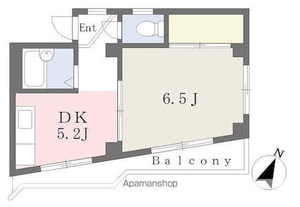 ダイヤモンドビューミツイ[1DK/26.4m2]の間取図