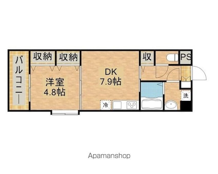 アベニール国立[1DK/33.45m2]の間取図