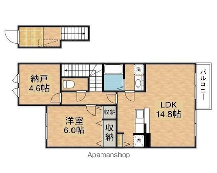 シャリテ高橋川[1SLDK/58.2m2]の間取図
