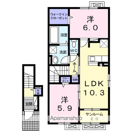 グランシャリオ千曲Ａ[2LDK/60.06m2]の間取図
