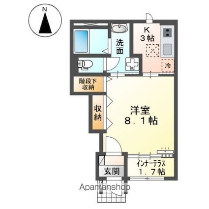花美月[1K/33.86m2]の間取図
