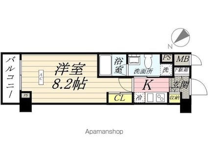 メインステージ奥沢[1K/25.48m2]の間取図