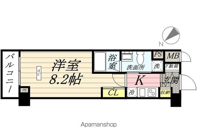 メインステージ奥沢[1K/25.48m2]の間取図