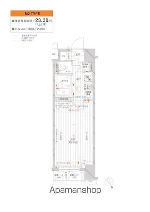 メインステージ赤塚[1K/23.38m2]の間取図