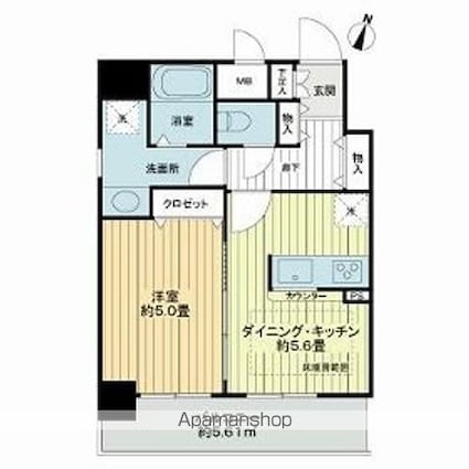 コンフォヤード東中野[1DK/31.8m2]の間取図