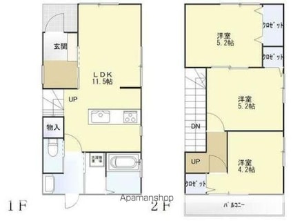 木太町夷村貸戸建[3LDK/65.82m2]の間取図