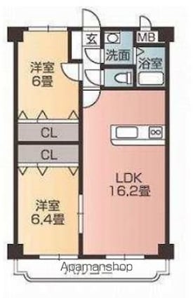 ユーミーＫＡＷＡＫＵＢＯ[2LDK/63.17m2]の間取図