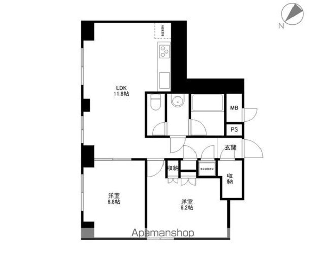 レジディアタワー乃木坂[2LDK/54.01m2]の間取図