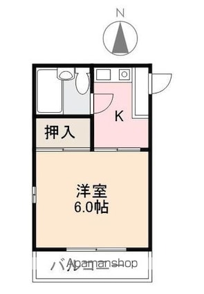 香川県高松市紙町[1K/18.36m2]の間取図