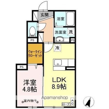 シュシュドママン[1LDK/36.8m2]の間取図