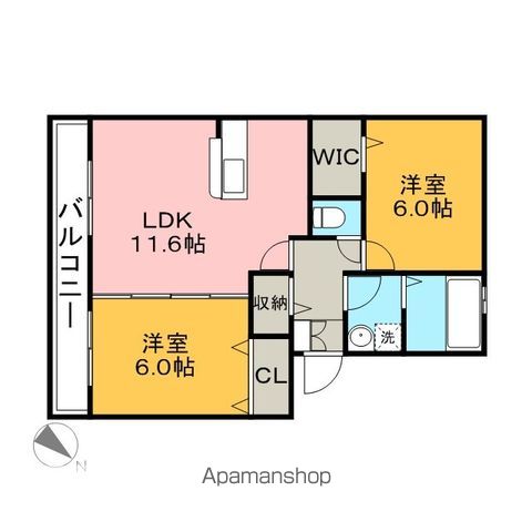 【福岡市東区松島のアパートの間取り】