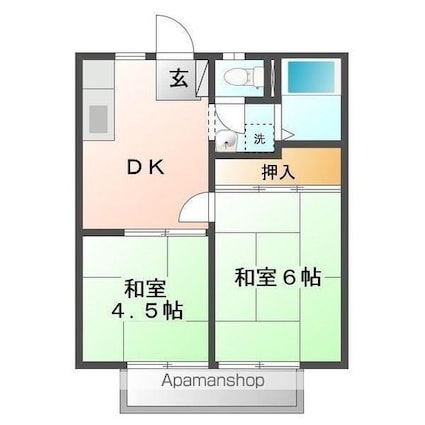広島県福山市曙町４丁目[2DK/35.92m2]の間取図